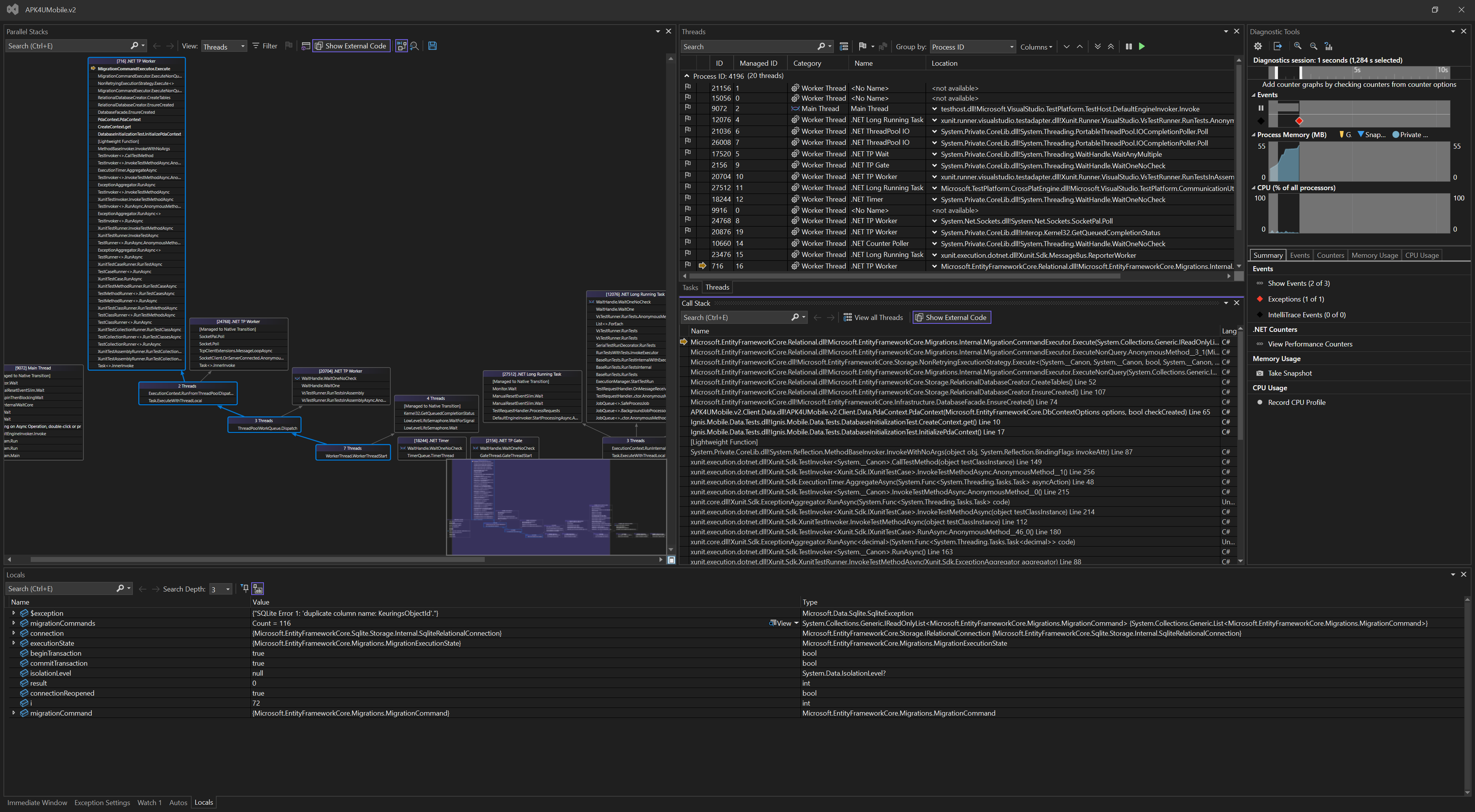 The current debug dashboard I'm using to keep track of application behaviour